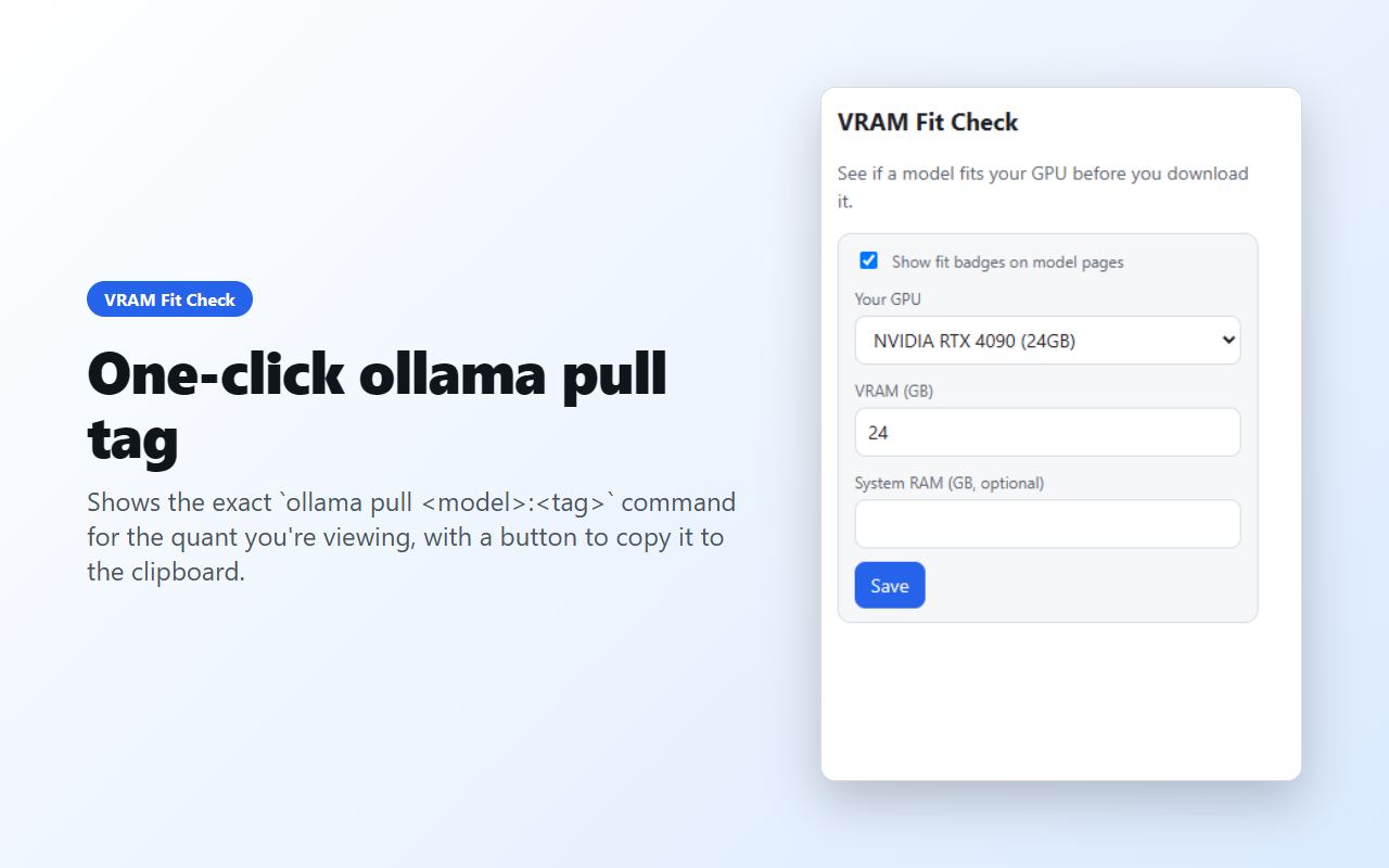 One-click ollama pull tag